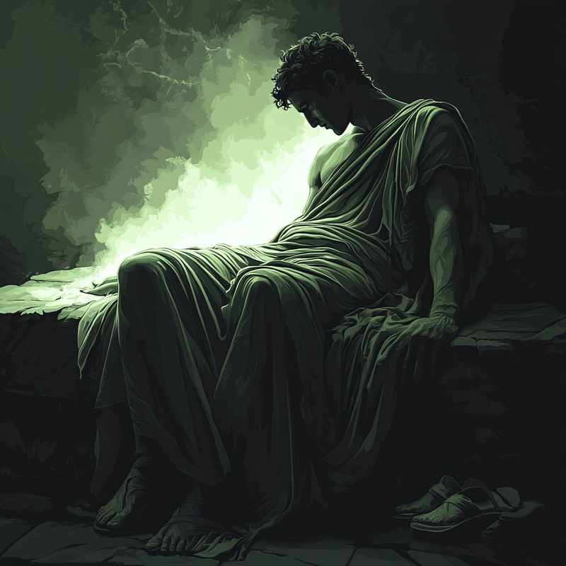 Ilustración de Marco Aurelio levantándose al alba — disciplina y hábitos sostenibles estoicos