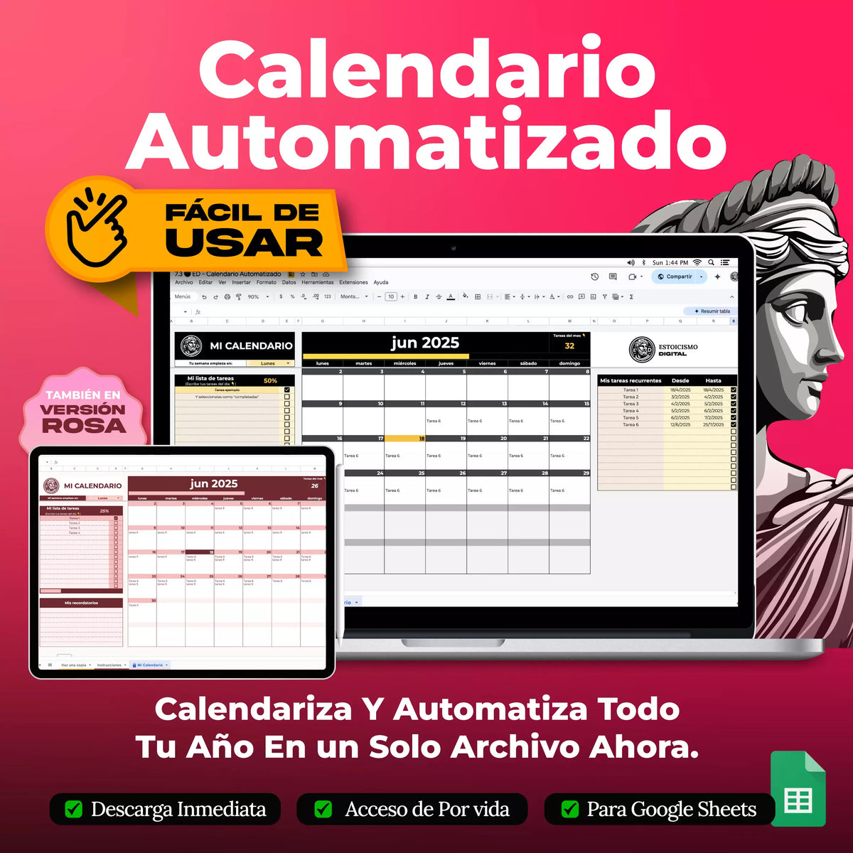 Pack Mentalidad - 3 plantillas en Google Sheets para desarrollar mentalidad estoica (vista 5) — vista 5