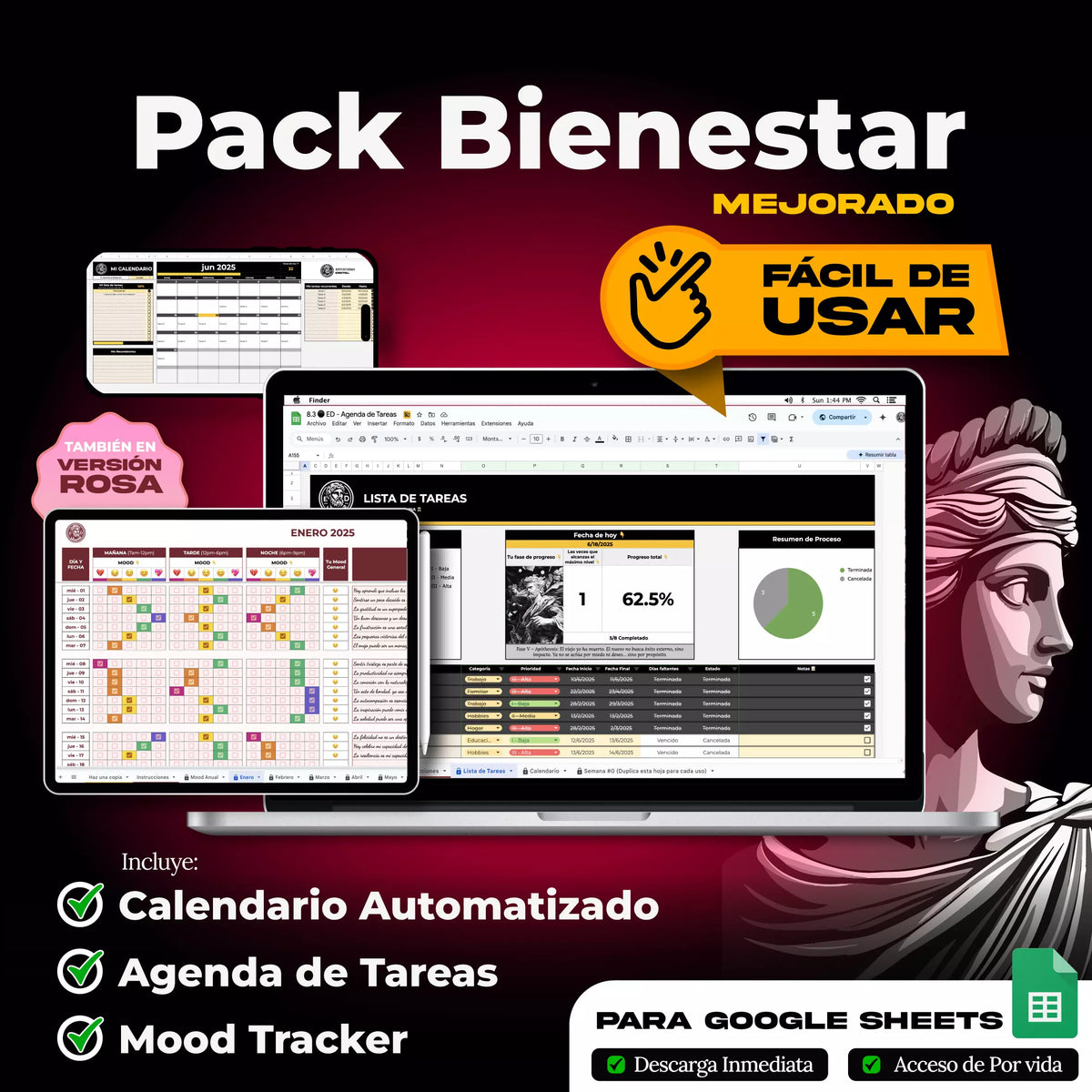 Pack Semi Dios - 12 plantillas en Google Sheets para dominar hábitos, finanzas y mentalidad (vista 6) — vista 6