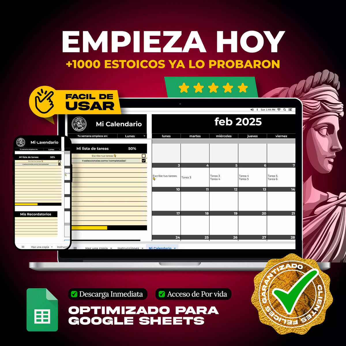 Calendario Automatizado en Google Sheets mostrando vista mensual con eventos y planificación anual (vista 4) — vista 4