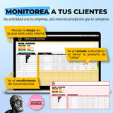 CRM de Administración de Clientes en Google Sheets mostrando tabla de contactos y pipeline de ventas (vista 2) — vista 2