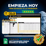 CRM de Administración de Clientes en Google Sheets mostrando tabla de contactos y pipeline de ventas (vista 4) — vista 4