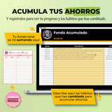 Plantilla Fondo de Ahorro en Google Sheets mostrando dashboard de metas de ahorro y progreso acumulado (vista 3) — vista 3