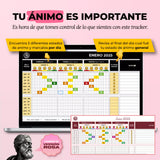 Mood Tracker en Google Sheets mostrando registro emocional diario con gráfico de tendencias mensuales (vista 2) — vista 2