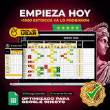 Mood Tracker en Google Sheets mostrando registro emocional diario con gráfico de tendencias mensuales (vista 4) — vista 4