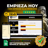 Tracker Fitness en Google Sheets mostrando registro de rutinas semanales, peso y progreso físico con gráficos (vista 4) — vista 4
