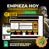 Tracker de Lectura en Google Sheets mostrando lista de libros con progreso, calificación y notas por título (vista 4) — vista 4